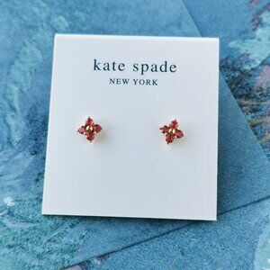 Kate Spade Myosotis Cross Flower Gold Stud Earrings Pink